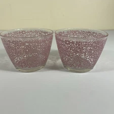 IKEA GODTA Glass Dessert Bowls - Set Of 2 - Pink Floral Pattern - Retired 90’s