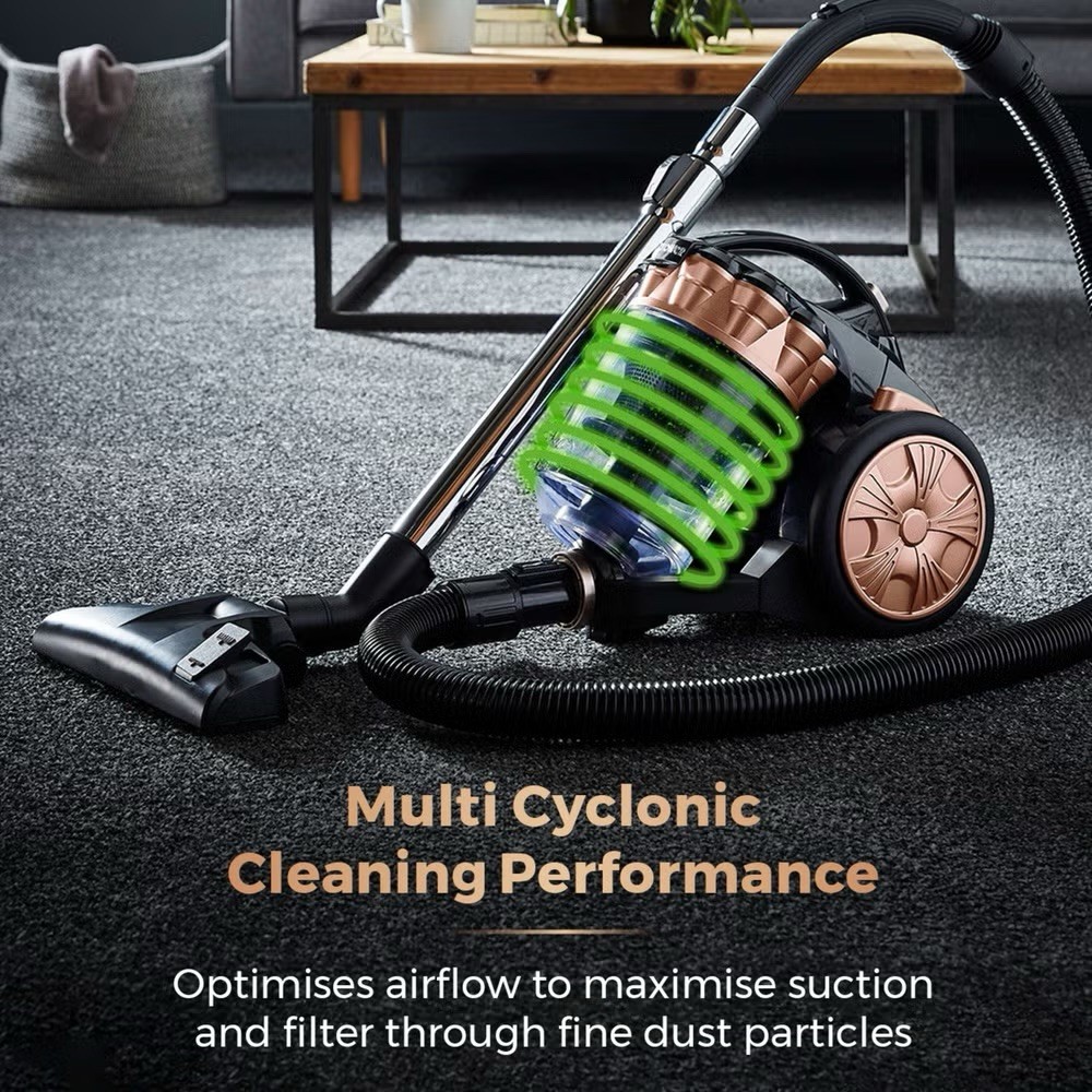 Tower Bagless Cylinder Vacuum Cleaner RXP10PET Multi-Cyclonic Rose Gold