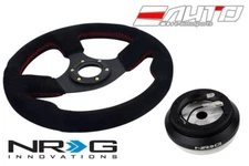 NRG 320mm 1.5" Deep Race Suede Steering Wheel Red Stitch w/ Short Hub SRK-130H