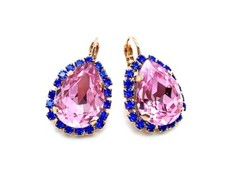 Mariana Earrings Pear Shape Capri Blue  Light Rose Austrian Crystals Songboo...