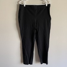 Talbots Wmn Petite 12P Black Chatham Side Zip Taper Leg Button Hem Ankle Pant