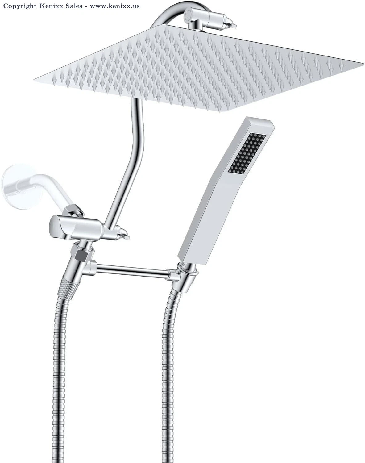 Hotqing All Metal Shower Head, 12'' High Pressure Rainfall Shower Head Combo
