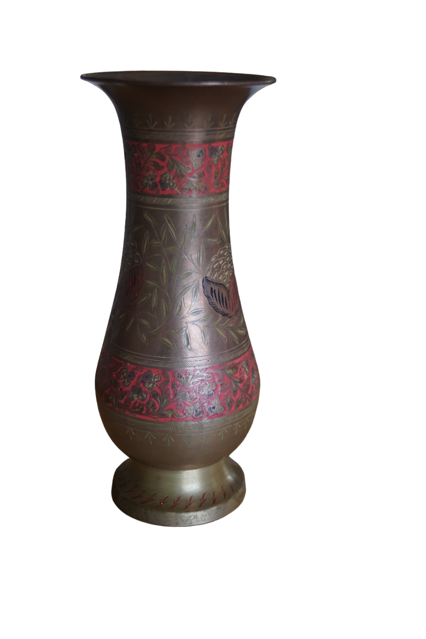 Vintage Handmade Engraved Etched Intricate Design Solid Indian Brass