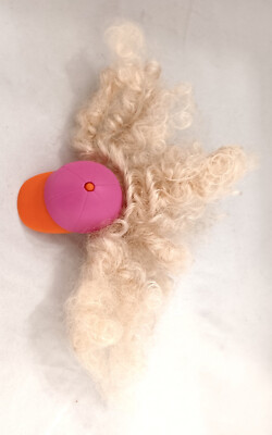 Barbie 1993 Magic Change Curly Hair Wig on Baseball Hat
