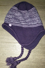 CHAMPION womens one size PURPLE KNIT HAT double layers WARM SIDE TIES