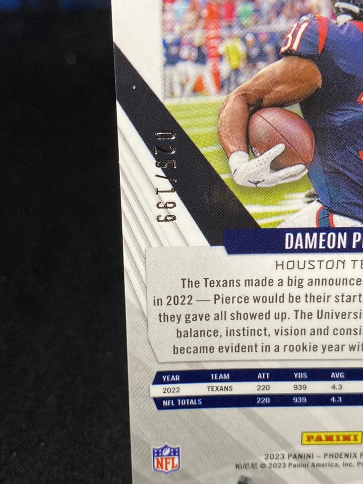 2023 Panini Phoenix Red Seismic Dameon Pierce 025/199 Houston Texans #51 - Image 3 of 4