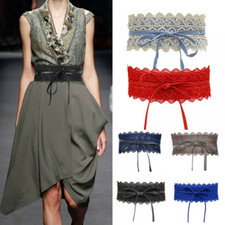 Wide Waist Belt Floral Womens Waistband Crochet Ladies Lace Corset Fashion Tie