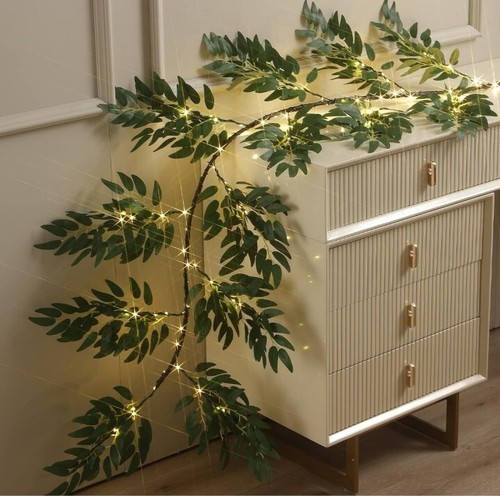 Künstliche Begrünungsgirlande mit Lichtern für die Innendekoration, 6 ft 100 LED lts - Bild 1 von 10