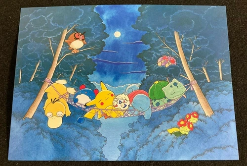 Pokemon Postcard 1 sheet Pikachu & Friends by Keiko Fukuyama Art Japanese N/M FS