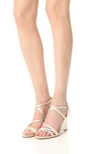 Badgley Mischka Bonanza Ivory Womens Evening Wedge High Heel Sandals Sz 8 New