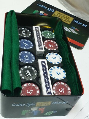 Texas Hold'em Poker & Set Casino Spiel/Style Karten,Chips & Matte, NEU !!!