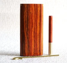 4" Cocobolo Wood Dugout with One Hitter-Slider Lid-American Crafted Stash Box
