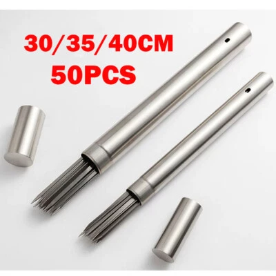 50 Pack 11.8"/13.8"/15.8" Metal BBQ Shish Kebab Skewers Flat Stainless Steel NEW