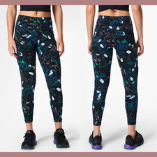 NWT 100 Sweaty Betty  XS  Power Pocket Workout 7/8 Leggings Blue Floral U736