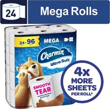 Charmin Ultra Soft Toilet Paper 24 Mega Rolls, 224 Sheets Per Roll