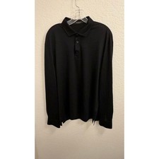 Ermenegildo Zegna High Performance Black Wool Long Sleeve Polo Shirt Mens 52 L