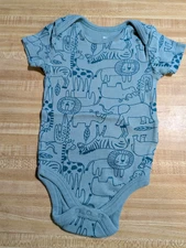 Koala Baby Size 6-9 Months 100 Percent Cotton Green Zoo Animals Bodysuit