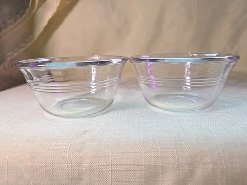 PYREX 463 6oz 175ml Small Custard Cup Bowl  3 Lines - Set of 2