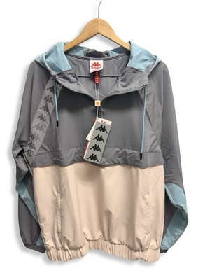 Kappa 222 Banda Afien Windbreaker Jacket Men s Large NWT Gray 1/4 Zip Hooded