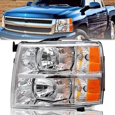 Chrome Headlights For 2007-2014 Chevy Silverado 1500 2500HD Left Driver Side