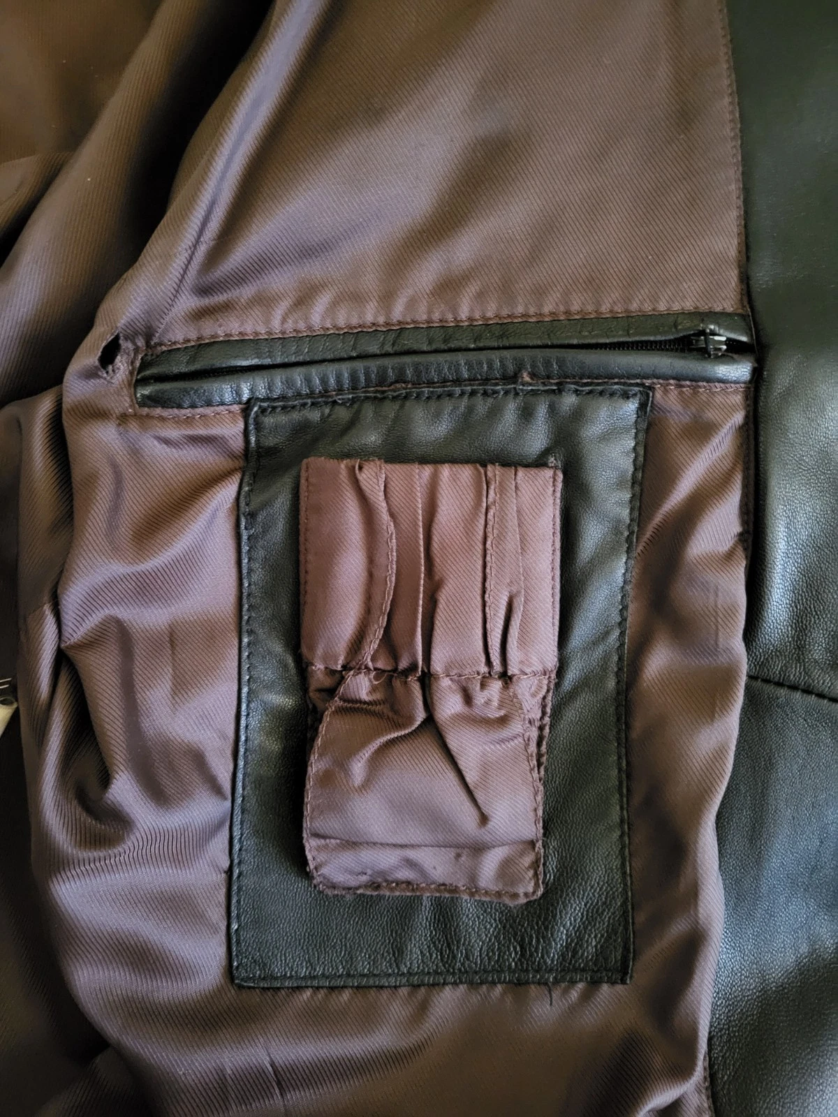 Pelle Pelle Marc Buchanan Leather Bomber Jacket Black/Brown 50 Lined Zip - product detail image 4