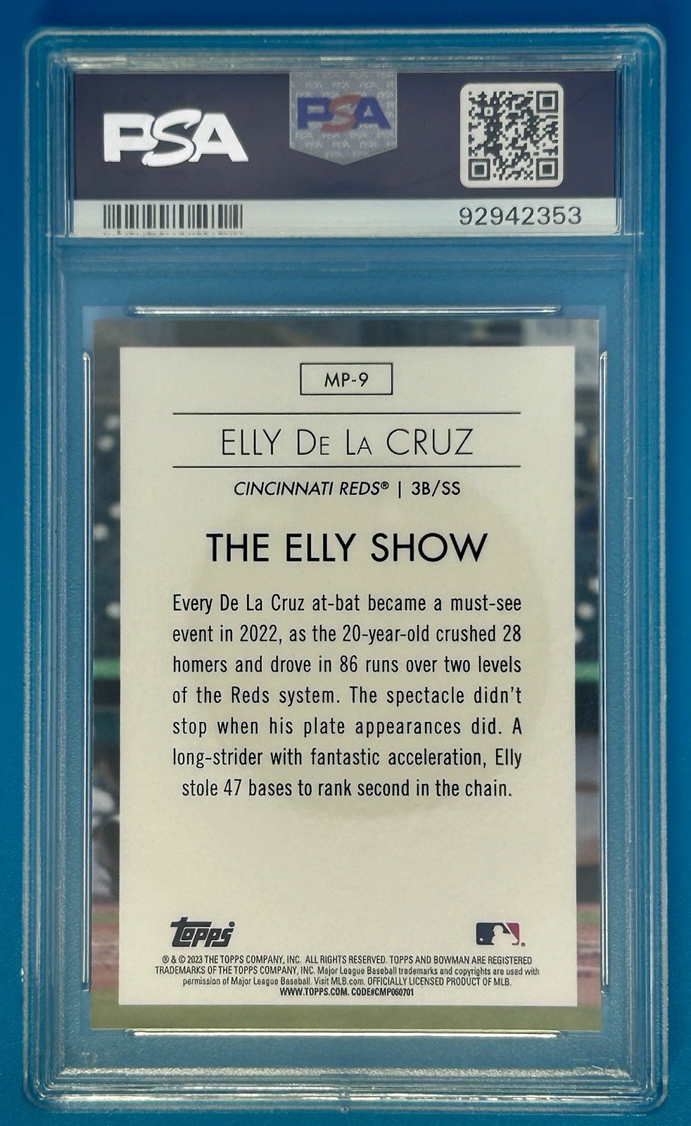 2023 Bowman Modern Prospects ELLY DE LA CRUZ #MP-9 RC PSA 10 view 2