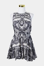 ZIMMERMANN Black and White Racer Back Frill Mini Dress