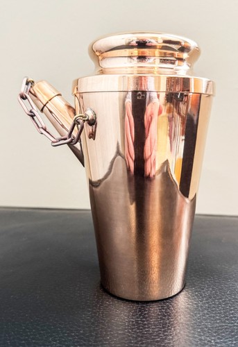 RARE ARTS & CRAFTS BRONZE OVER STERLING COCKTAIL SHAKER BY J. HEINRICHS 1910