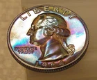 1964 Gem Proof Quarter 90% Monster Colorful Toning #419 ~ 2