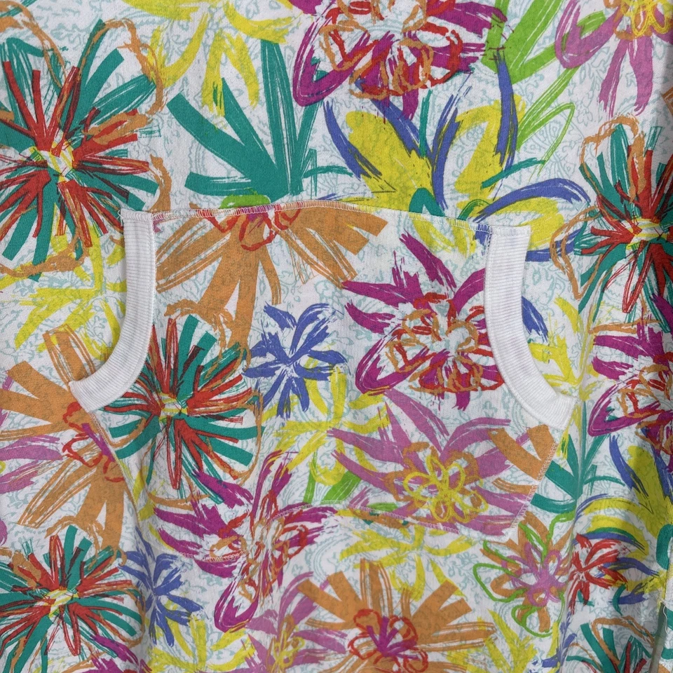 Sudadera con Capucha Fresh Produce Mujer Mardi Gra Mediana Blanca Colorida Floral Bolsillo Playa Foto 3 de 4