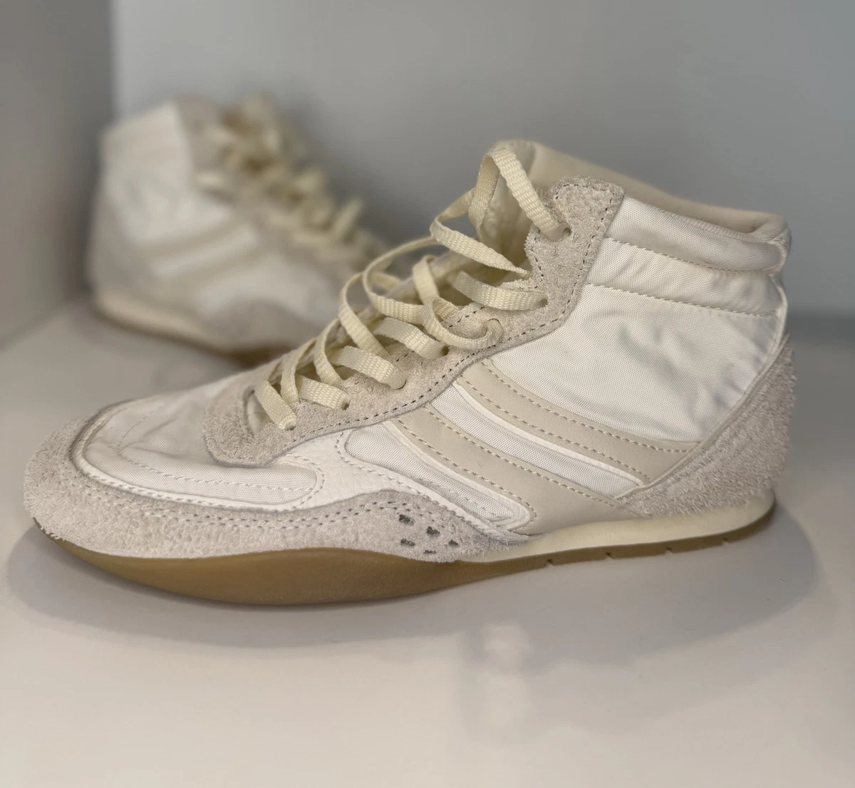 Zara Cream-Beige High Top Lace Sneakers SPARKLY HIGH TOP SNEAKERS - Brown | ZARA United States main image 2