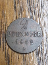 1846-A 2 PFENNIGE GERMAN STATES HANNOVER KINGDOM Ernst August KM# 202.2