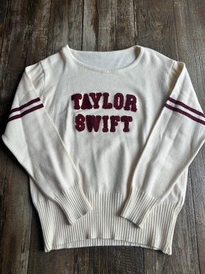 Taylor Swift Collegiate Preppy Crewneck Knit Sweater Eras Tour Red Varsity Sz M