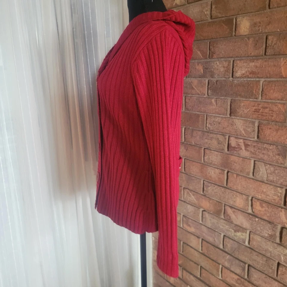 Suéter cárdigan rojo rico de doble botonadura Allison & Brittney para mujer - talla PL Foto 2 de 4
