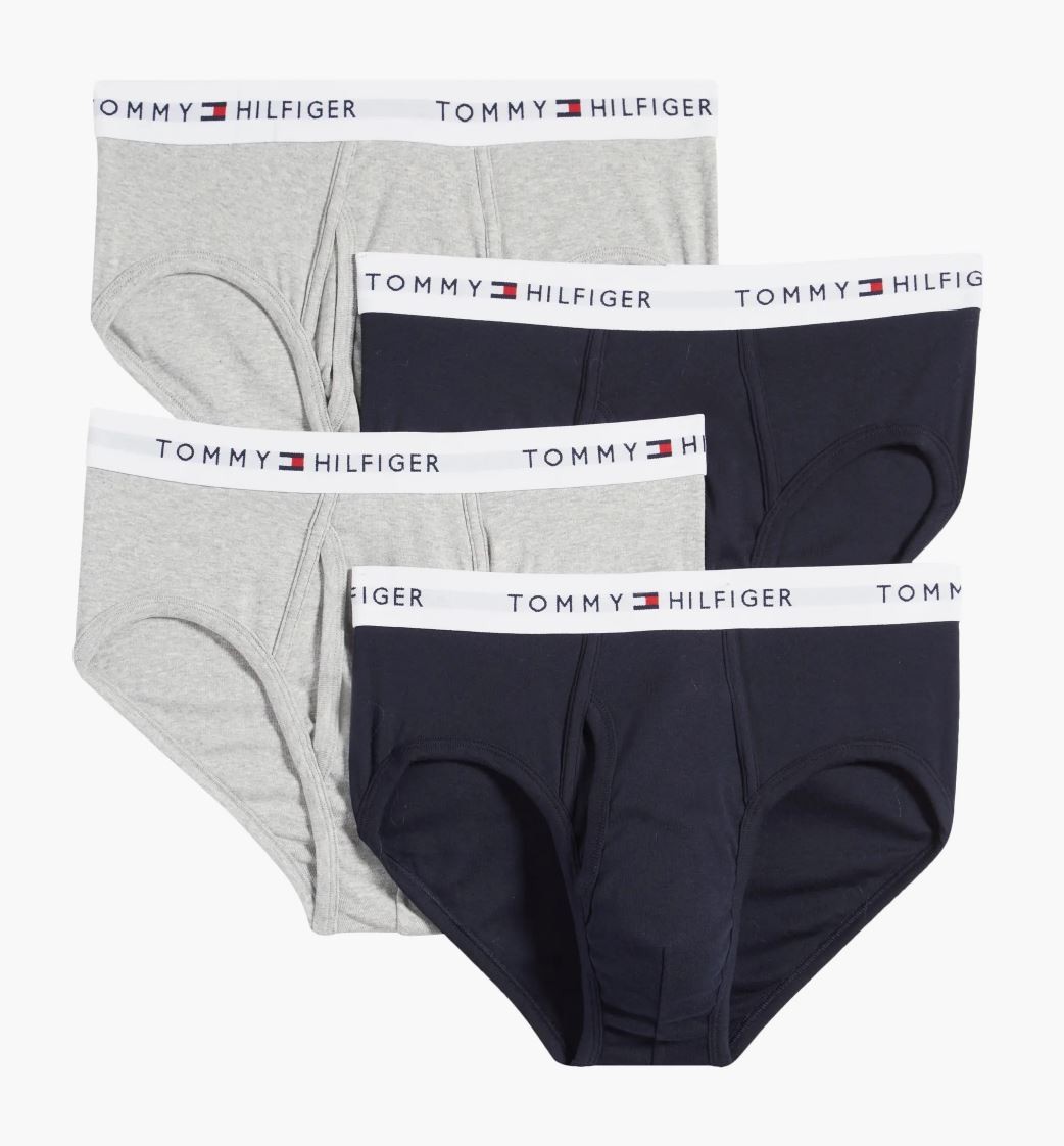 Tommy Hilfiger Four Pack Classic Cotton Briefs Underwear Gray Blue 4 DR09158002 thumbnail 2
