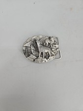 Vintage Bergamot Brass Works Pewter Wolf Pack Belt Buckle 1981