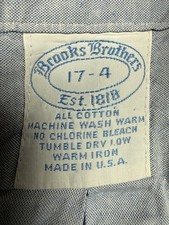 VTG Brooks Brothers Button-Down 17 4 All Cotton USA Blue Pocket Mens Long Sleeve