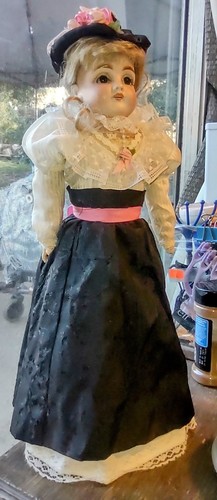 Muñeca cabeza bisque KESTNER 154 ANTIGUA en vestido de niña Gibson) 15 pulgadas (pestañas reales - Imagen 13 de 20