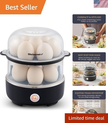 Compact Stainless Steel Easy Egg Cooker, 14-Egg Capacity - Effortless Cooking