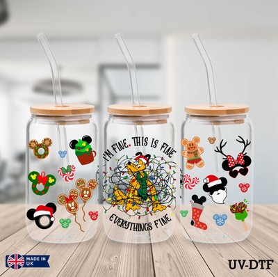 Pluto Weihnachten UV DTF Aufkleber - 16oz Libbey Dose Glasfolie yn536
