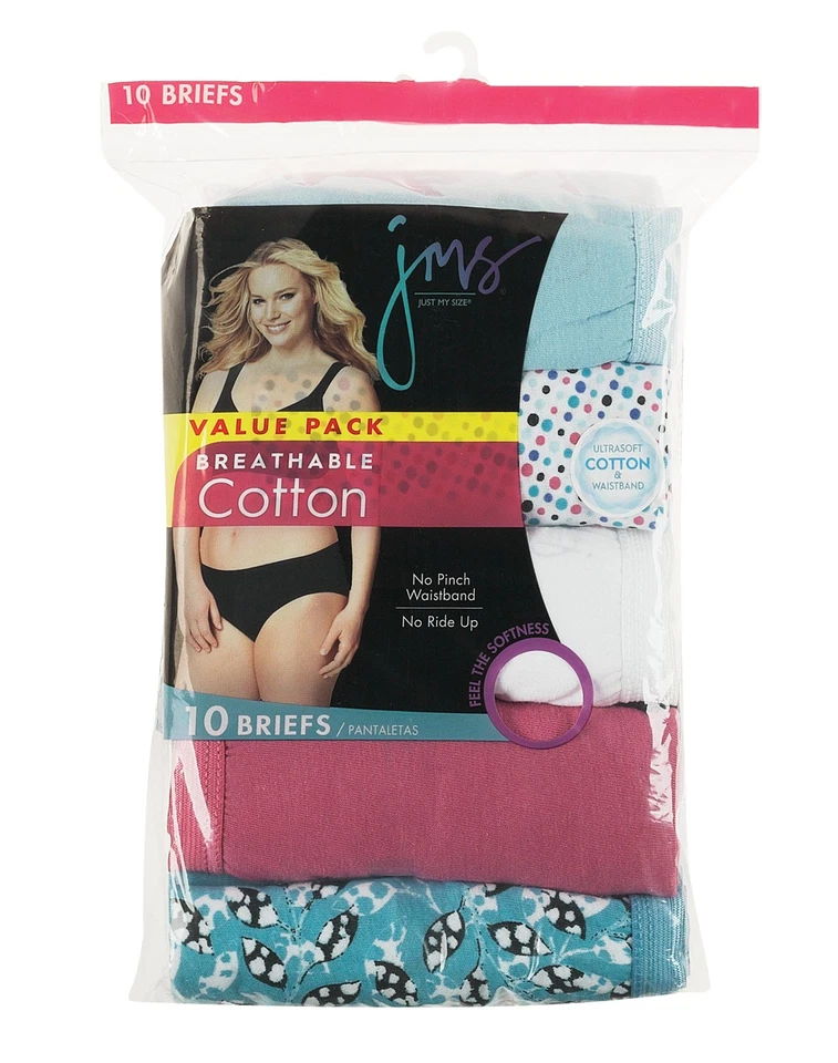 Just My Size Briefs 10-Pack Underwear JMS Cotton Tagless Assorted Colors sz 9-13 - Image 4 of 4