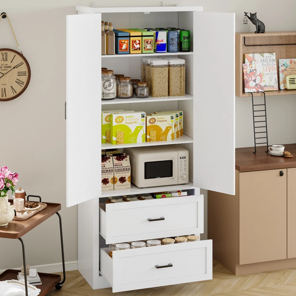 Pantry Organizers and Storage Cabinet, 71” Barn Door Kitchen Cabinet for Kitchen - Image 3 of 4