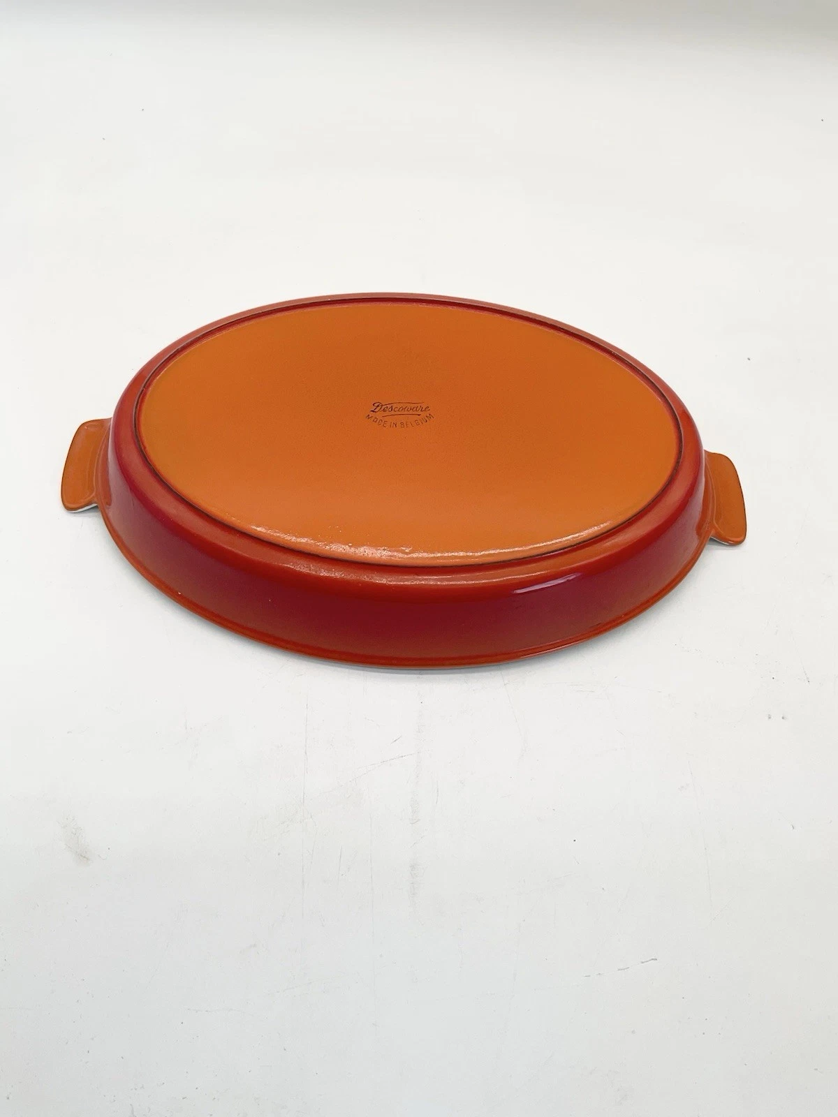 Vintage Descoware Flame Enamel Oval Dutch Oven Cast Iron Made In Belgium!!S1