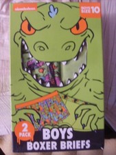 2 PACK NICKELODEON RUGRATS REPTAR BOYS PERFORMANCE BOXER BRIEFS NEW/BOX SZ 10