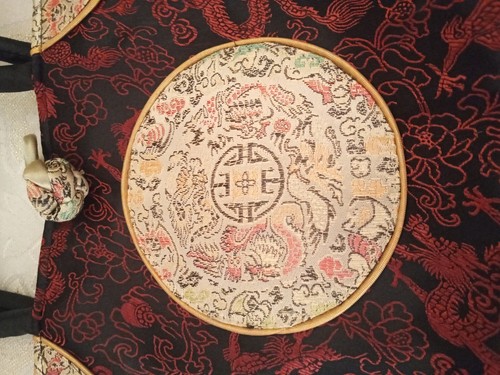 Asian Black Red Silk Embroidered Dragon Purse - Picture 4 of 4