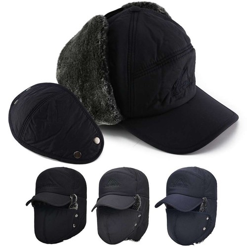 Men Winter Ear Flap Trapper Hat Face Mask Fur Aviator Thermal Warm Snow Ski Cap - Picture 3 of 15