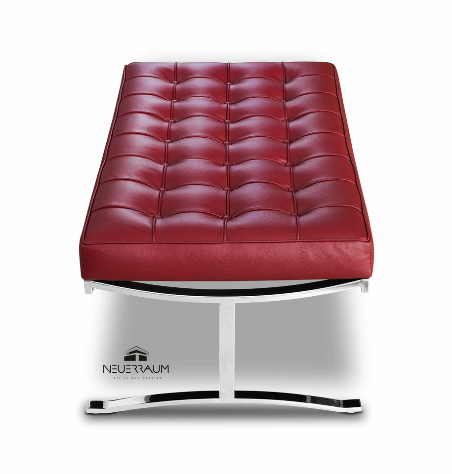 Bauhaus Banco de Cuero Auténtico Pie Acero Inox. Poliert.qualität 100CM - Imagen 2 de 4