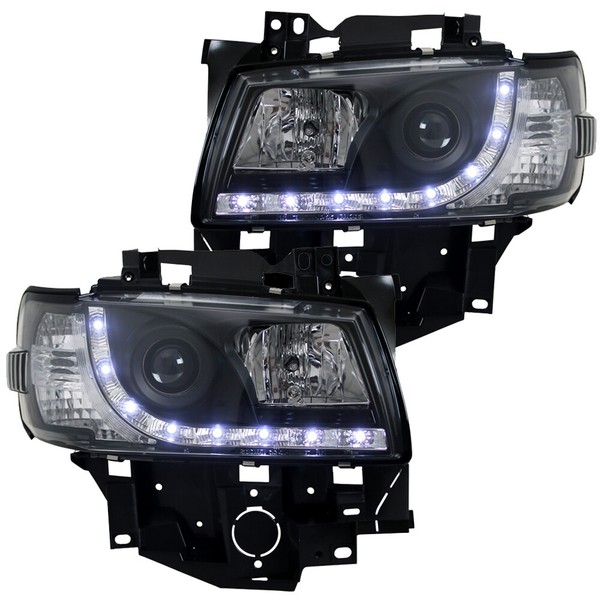 Scheinwerfer Set TFL Tagfahrlicht Design FüR VW T4 Caravelle Bj. 96-03 Schwarz-image