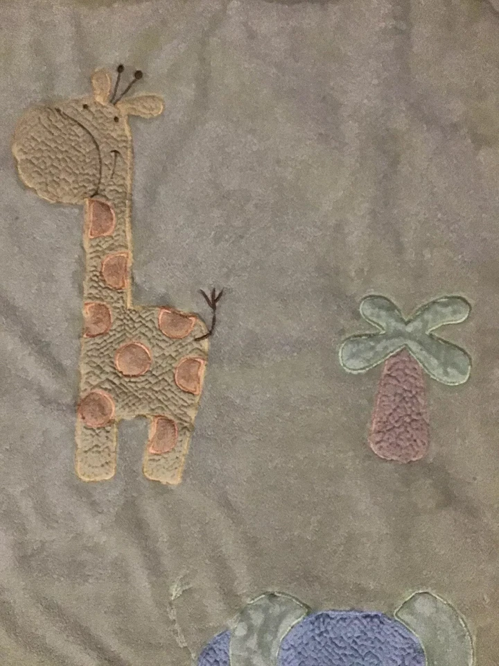 Manta Minky de Colección Rara Carters Animal Safari Peluche Sherpa Textura Verde Azul Foto 2 de 4