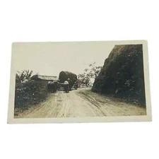 Postcard RPPC Man with Team of Oxen and Covered Carriage on Dirt Road B141